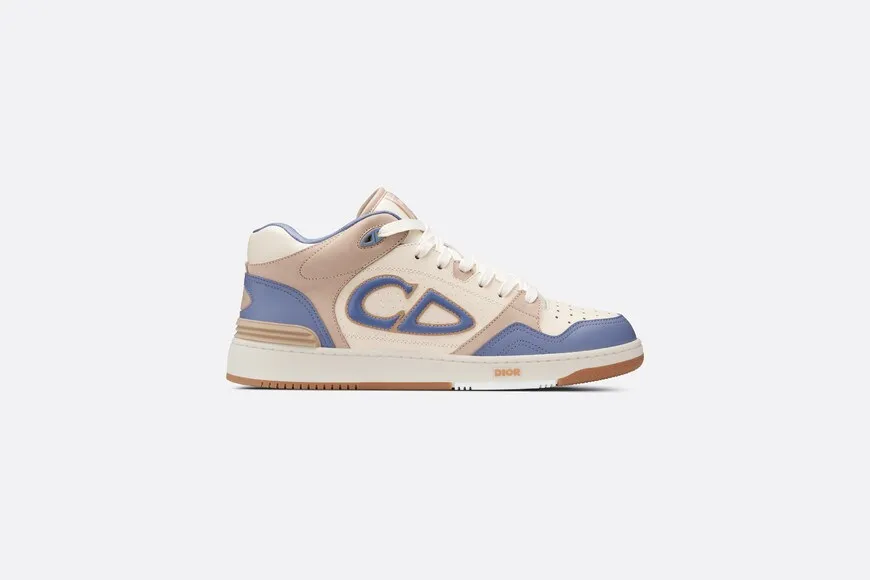 B57 Mid-Top Sneaker • Blue and Cream Smooth Calfskin and Beige Suede