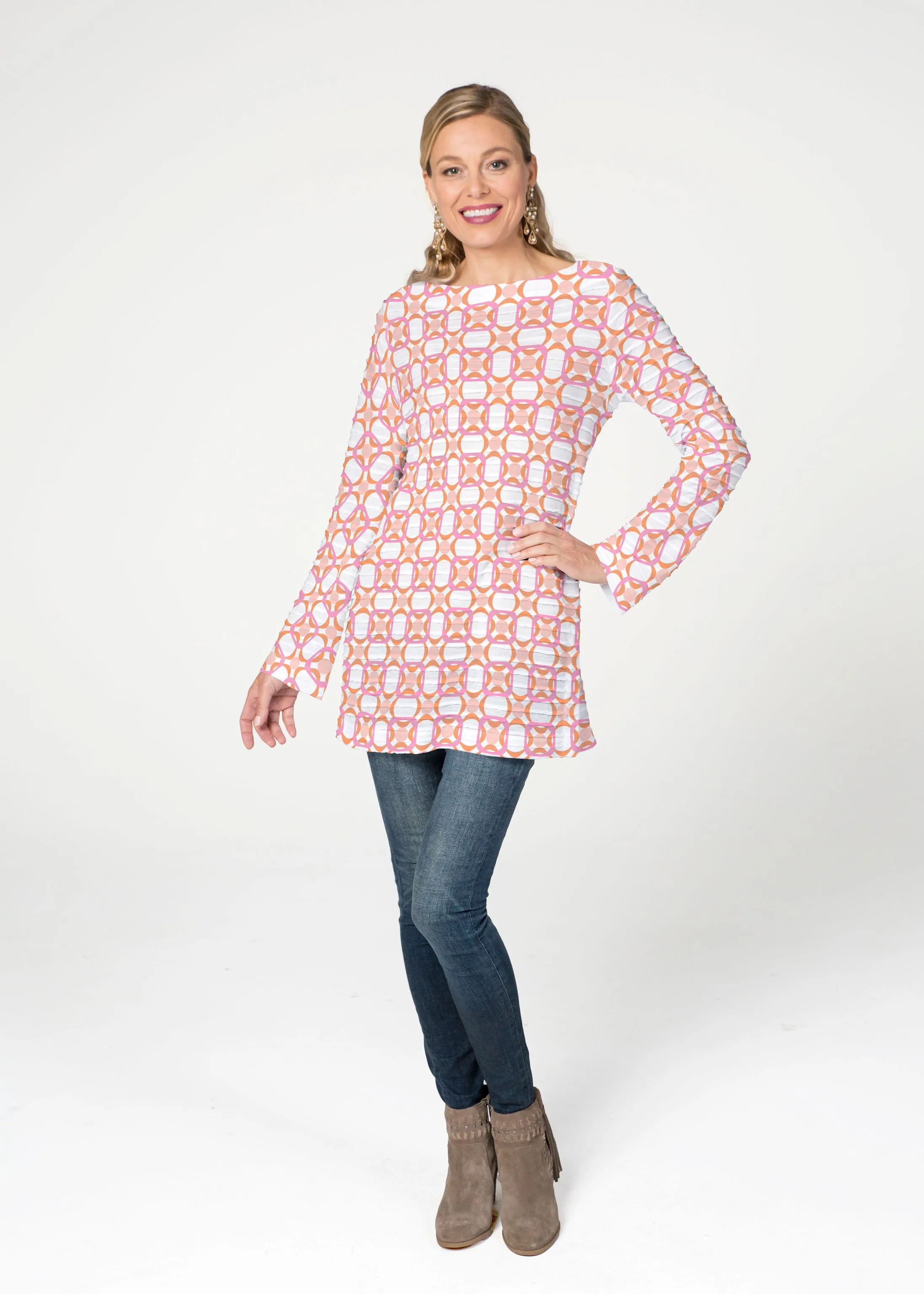 Bangles & Dots (8022) ~ Banded Boatneck Tunic