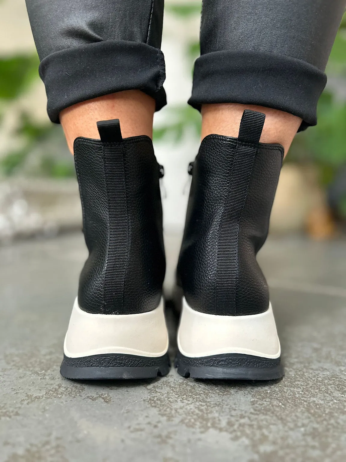 Black Chunky Wedge Boots