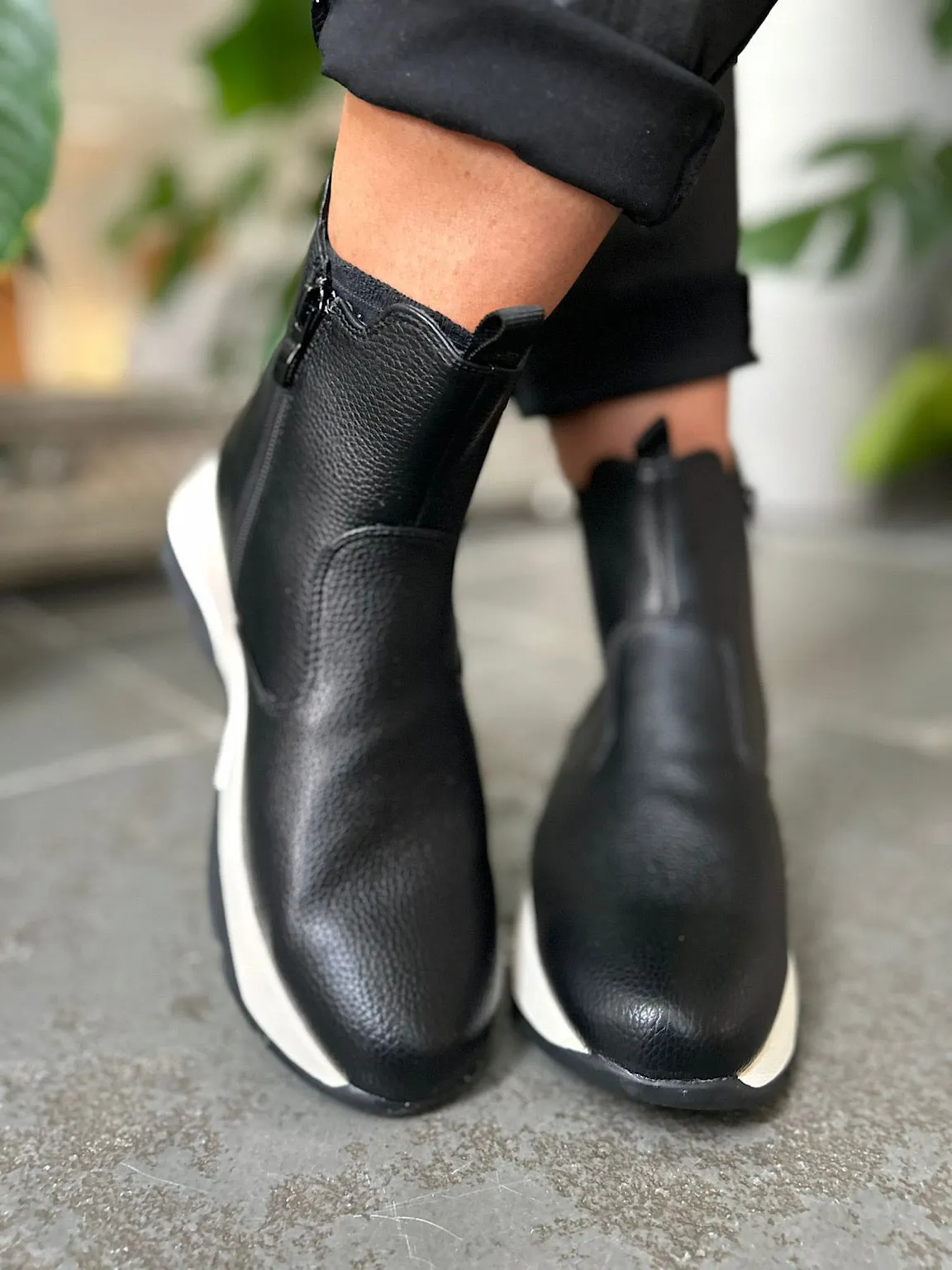 Black Chunky Wedge Boots
