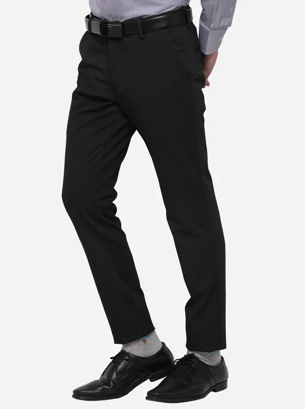 Black Solid Slim Fit Club Wear Trouser | JB Studio