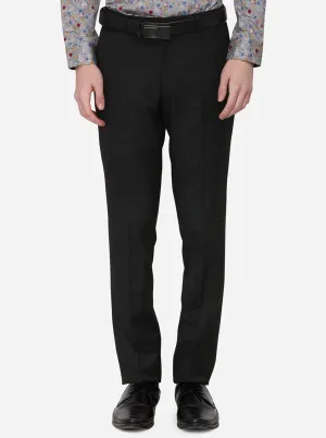 Black Solid Super Slim Fit Formal Trouser | JadeBlue