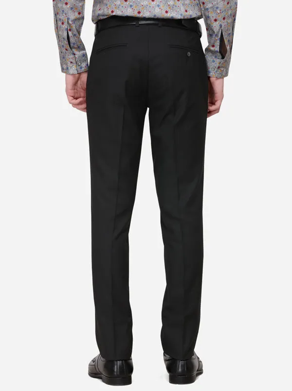 Black Solid Super Slim Fit Formal Trouser | JadeBlue