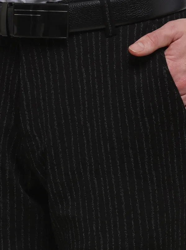 Black Striped Slim Fit Club Wear Trouser | JB Studio