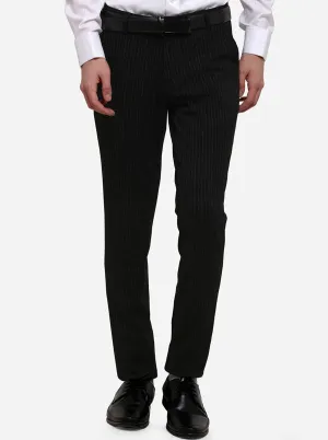 Black Striped Slim Fit Club Wear Trouser | JB Studio