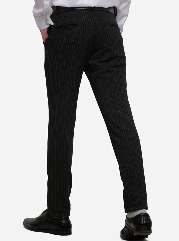 Black Striped Slim Fit Club Wear Trouser | JB Studio