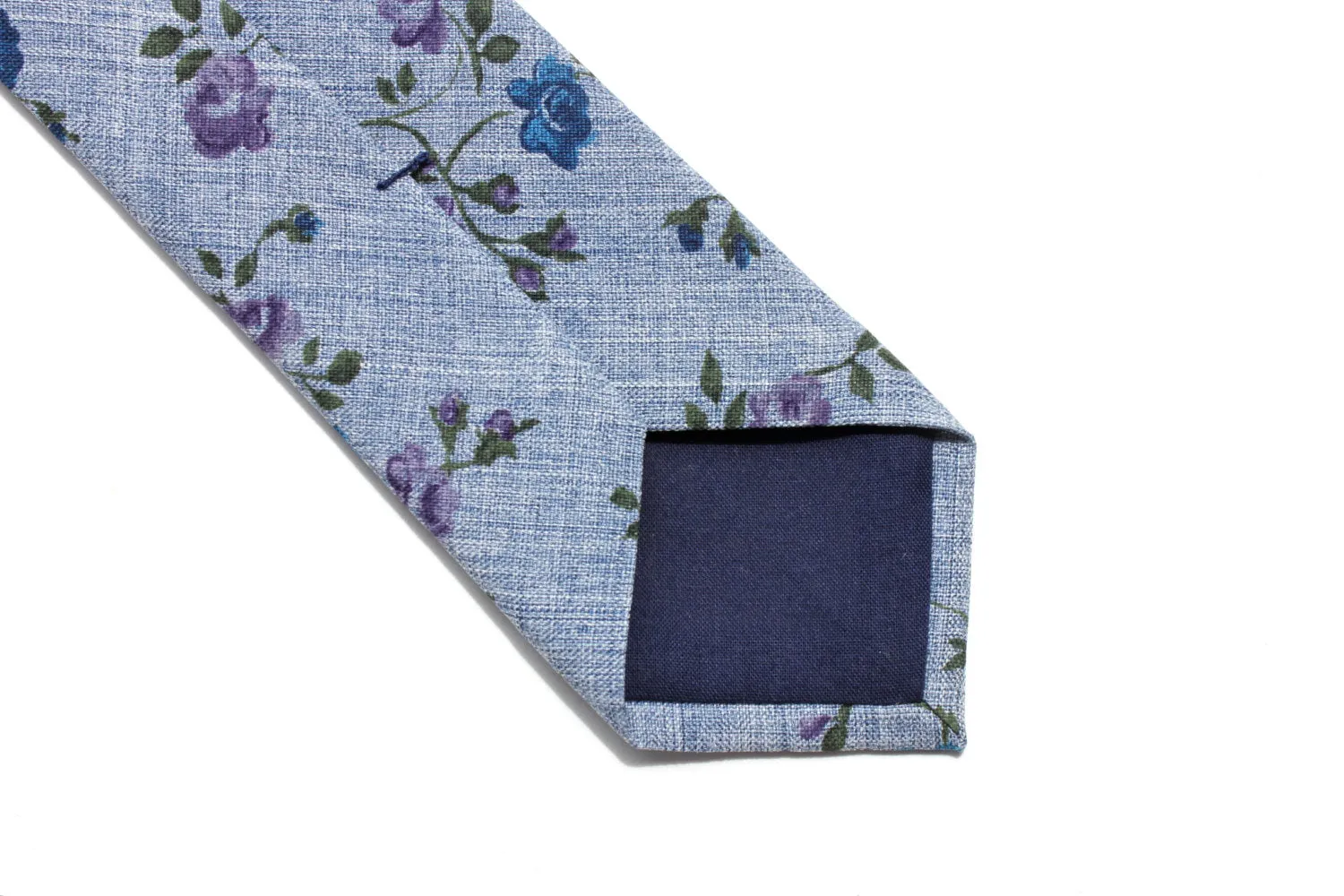 Blue Floral Chambray Skinny Tie