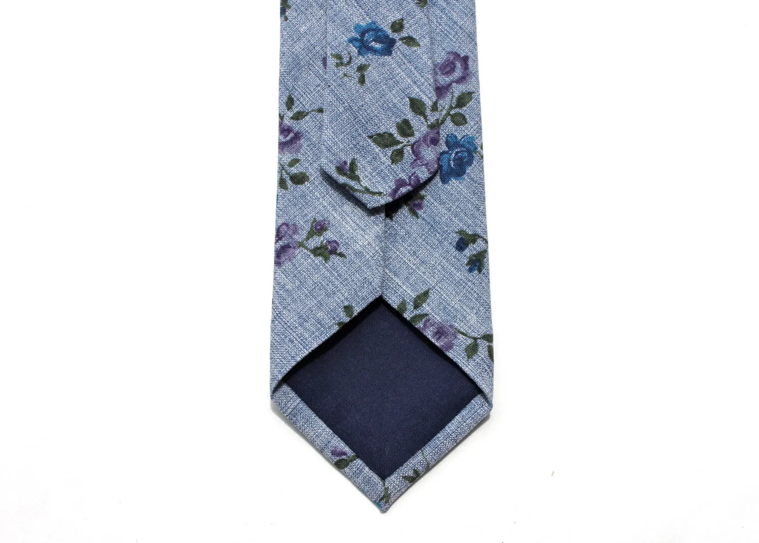 Blue Floral Chambray Skinny Tie