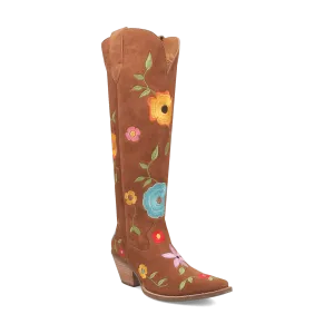 Brown Flower Power Boots-Dingo
