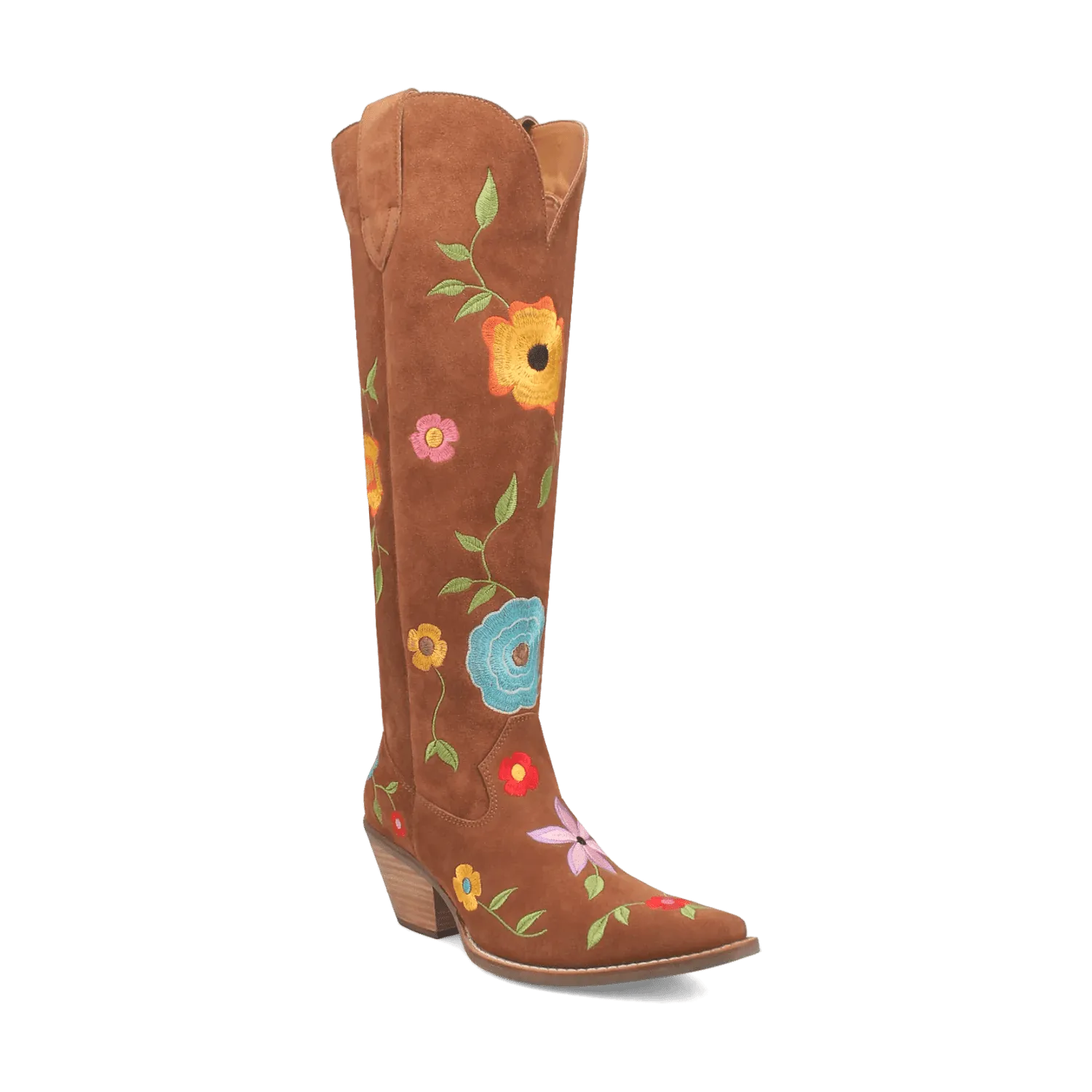 Brown Flower Power Boots-Dingo