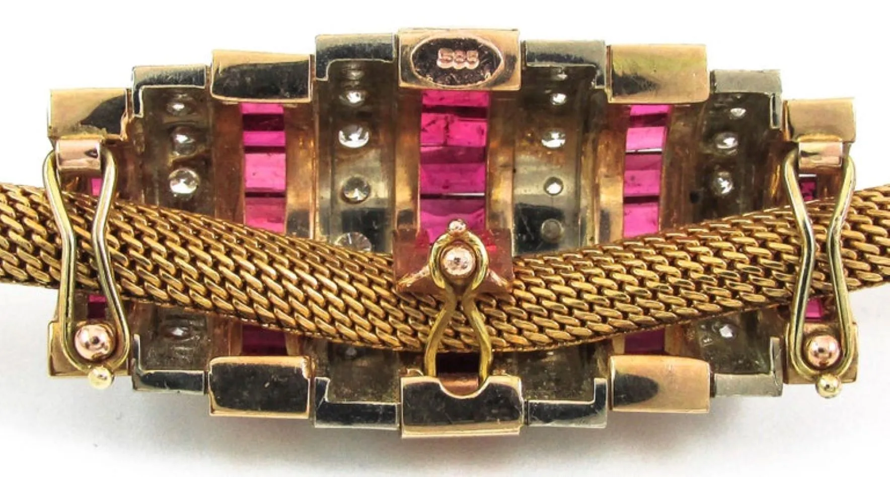 Burma Ruby Diamond Gold Earring and Necklace Suite