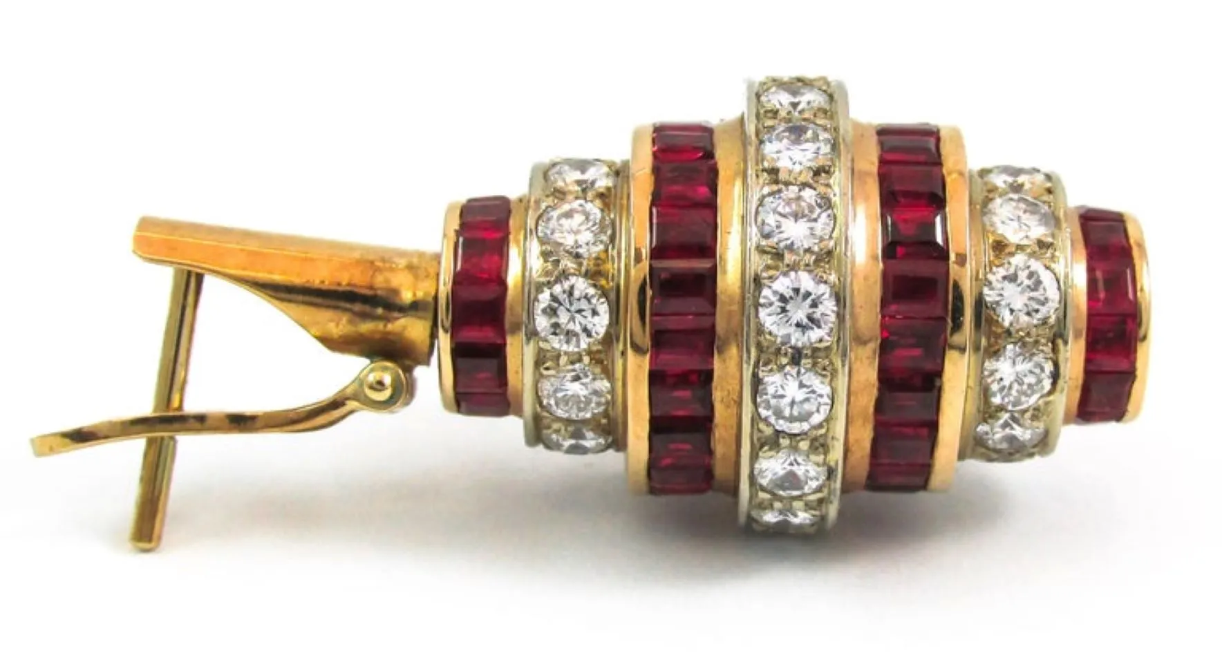 Burma Ruby Diamond Gold Earring and Necklace Suite