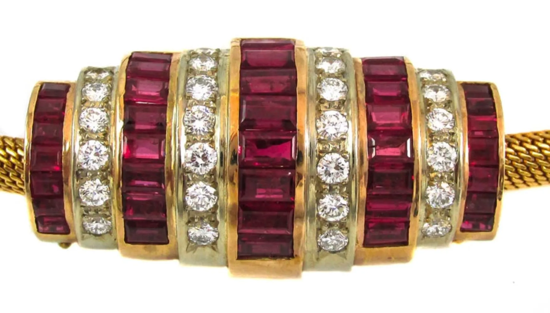 Burma Ruby Diamond Gold Earring and Necklace Suite