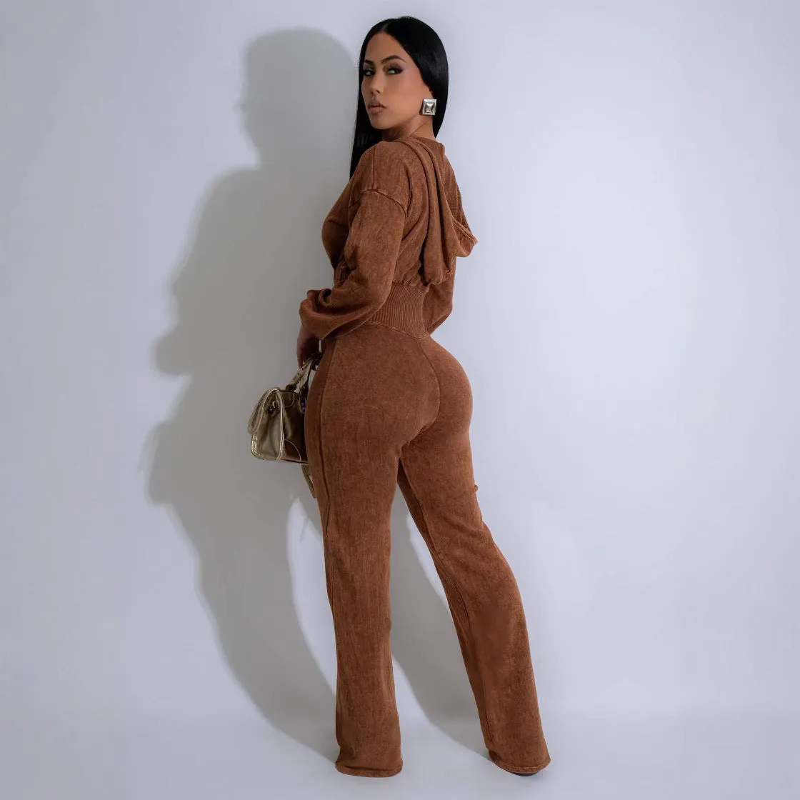 Chic Patchwork V-Neck Long-Sleeve Fitness Jumpsuit