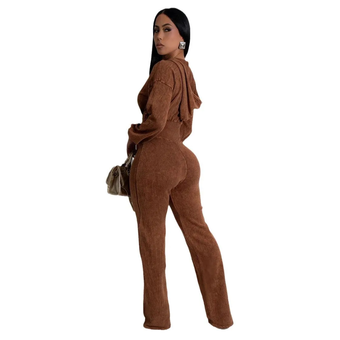 Chic Patchwork V-Neck Long-Sleeve Fitness Jumpsuit