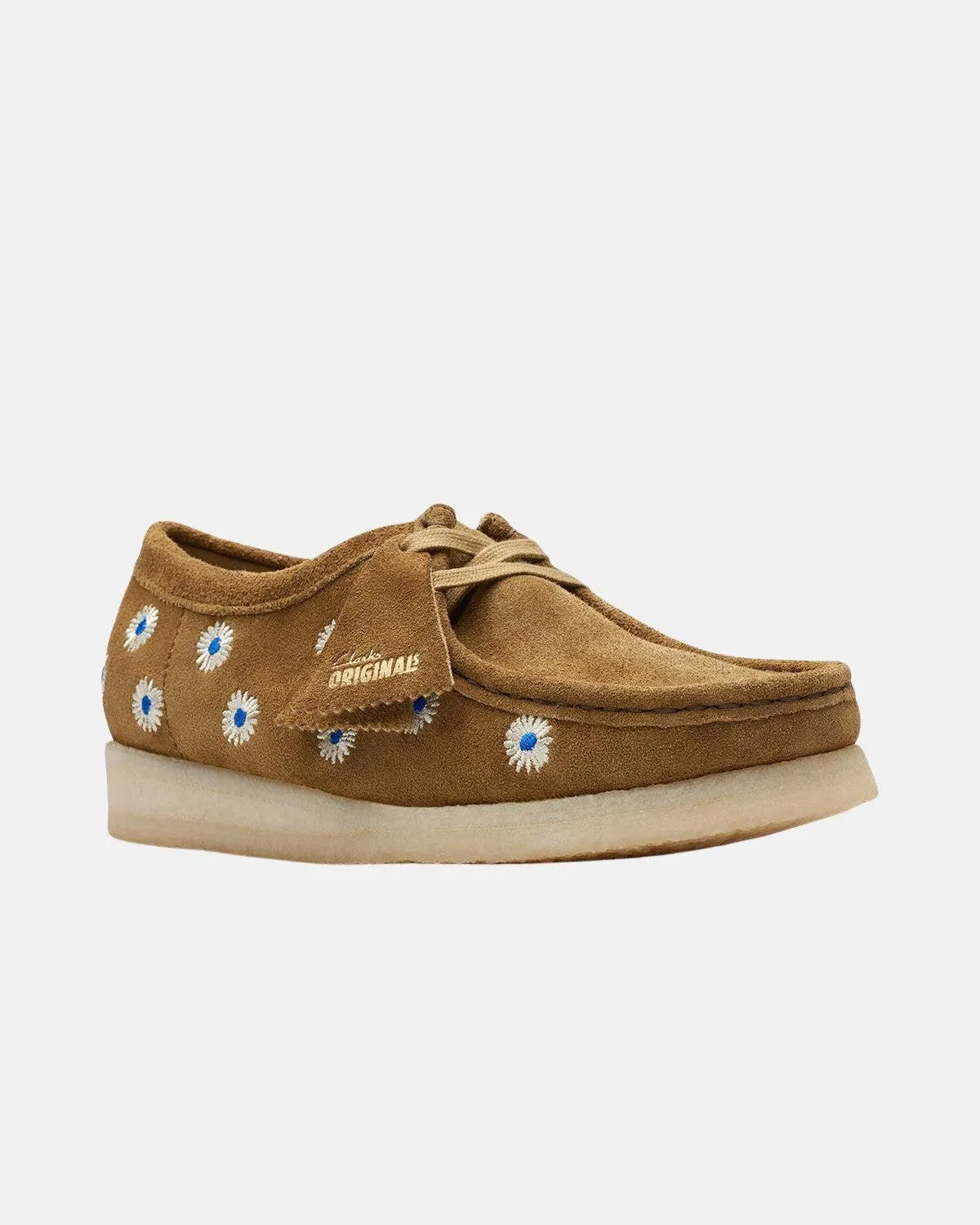 CLARKS ORIGINALS WOMENS WALLABEE SHOES DARK OLIVE EMBROIDERED