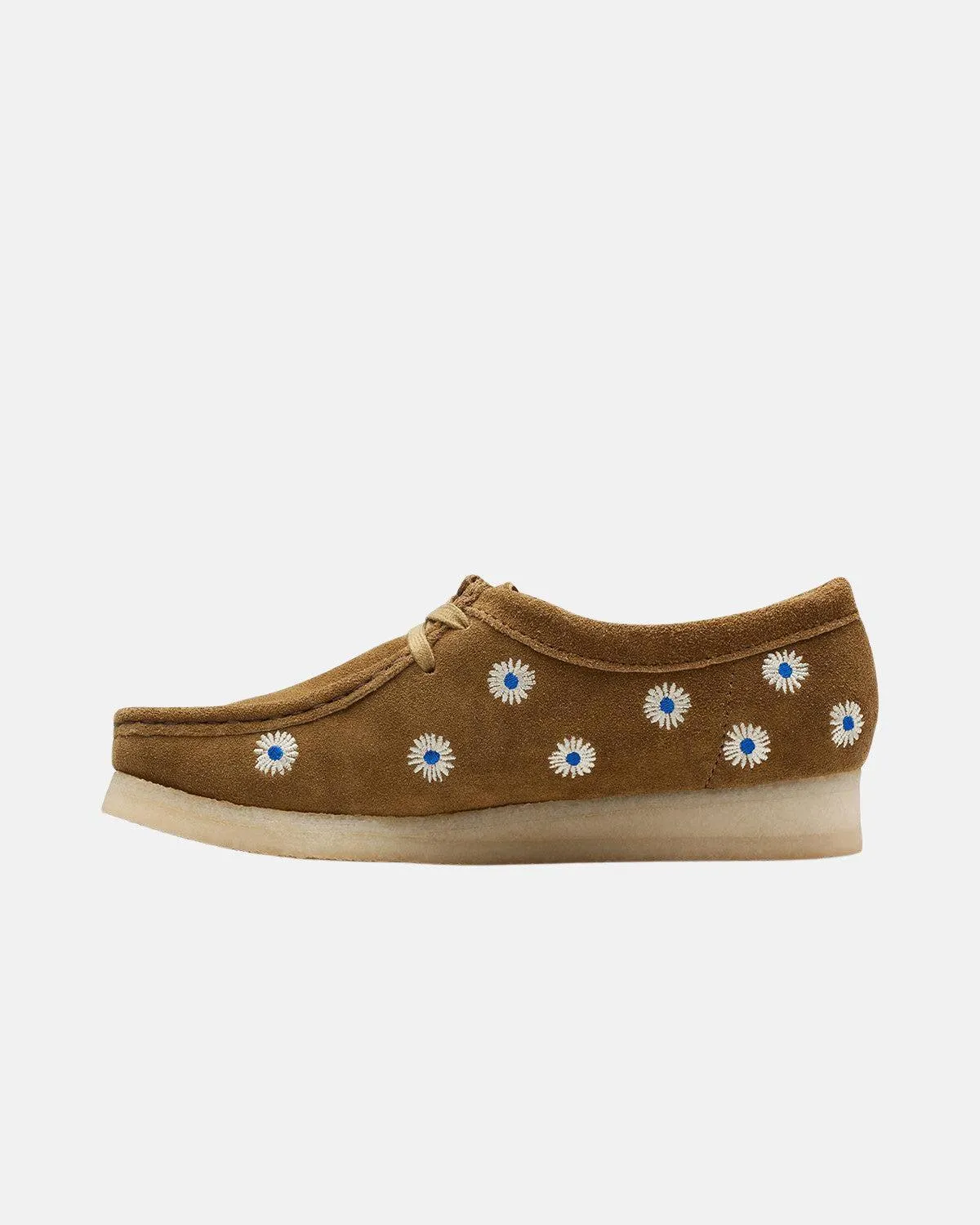 CLARKS ORIGINALS WOMENS WALLABEE SHOES DARK OLIVE EMBROIDERED