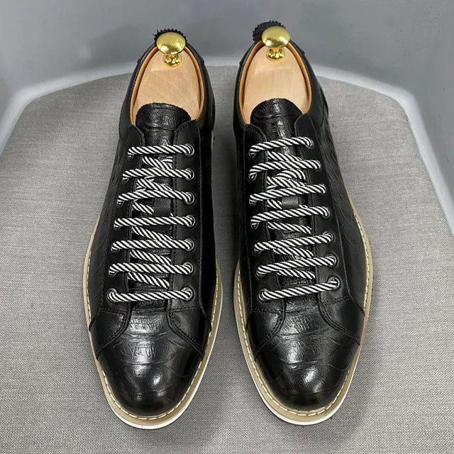 Classic Casual Men Sporty Shoes Genuine Leather Flat Shoes