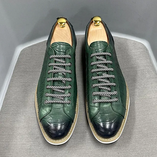 Classic Casual Men Sporty Shoes Genuine Leather Flat Shoes