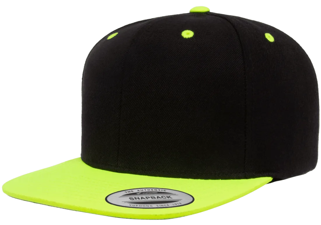 Classics Blank Snapback Cap Black/Neon Yellow