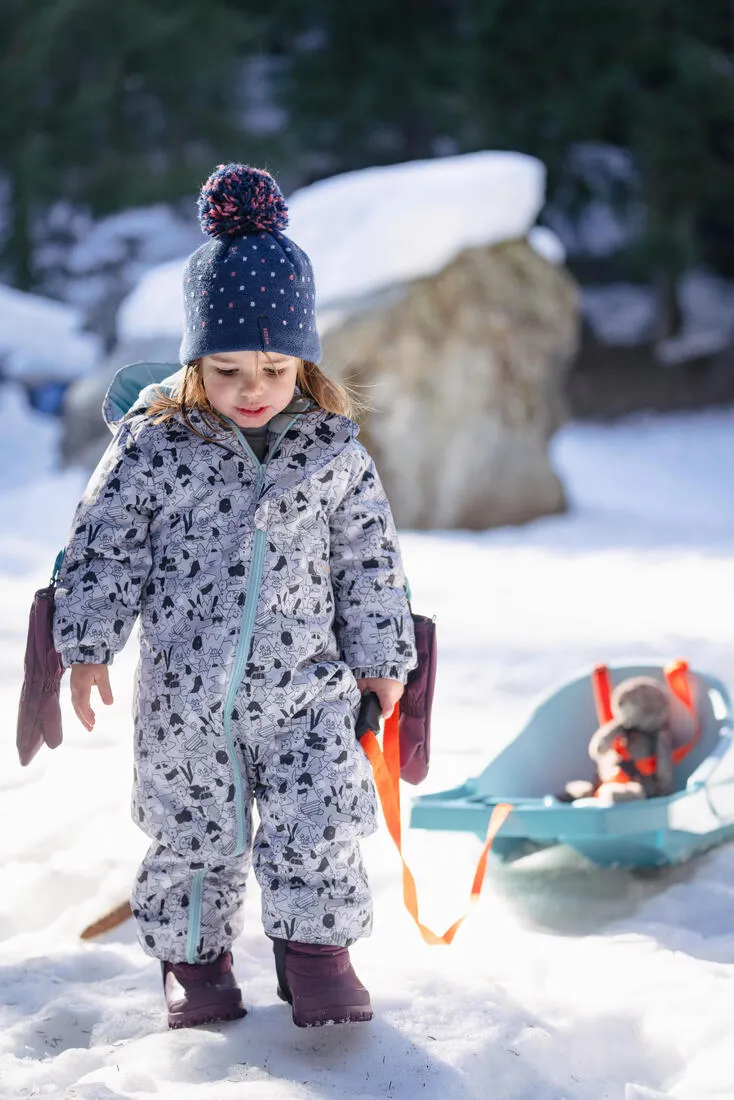 Combinaison ski bébé chaude - 500 warm - motifs gris