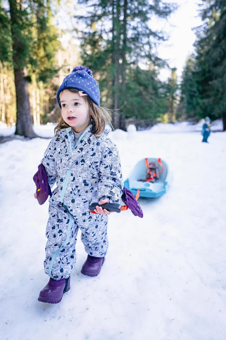 Combinaison ski bébé chaude - 500 warm - motifs gris