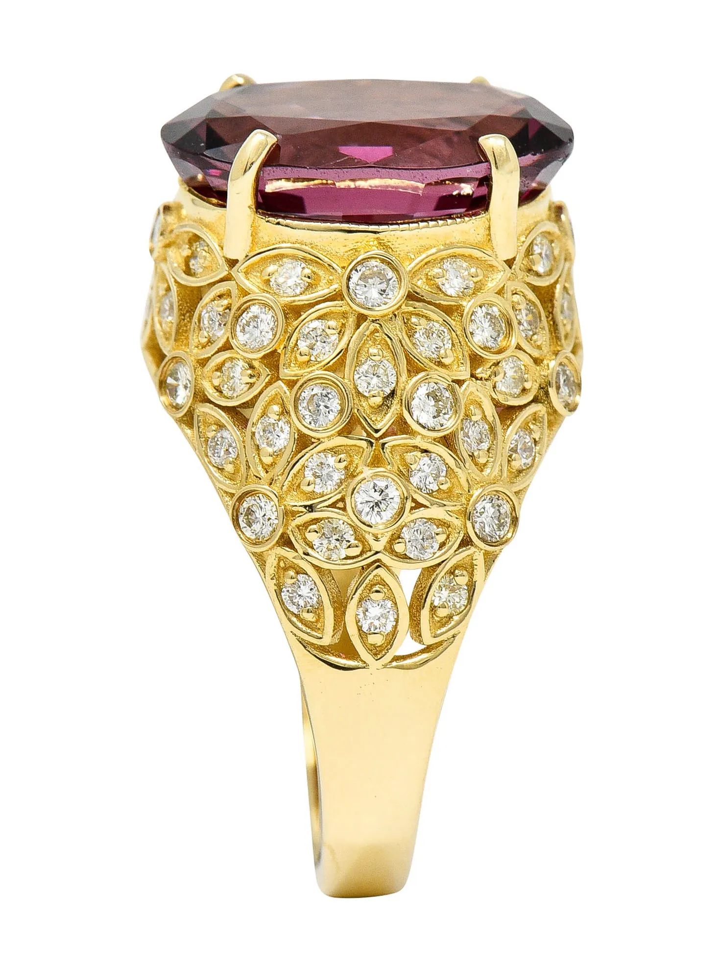 Contemporary 7.51 CTW Spinel Diamond 14 Karat Gold Gemstone Ring