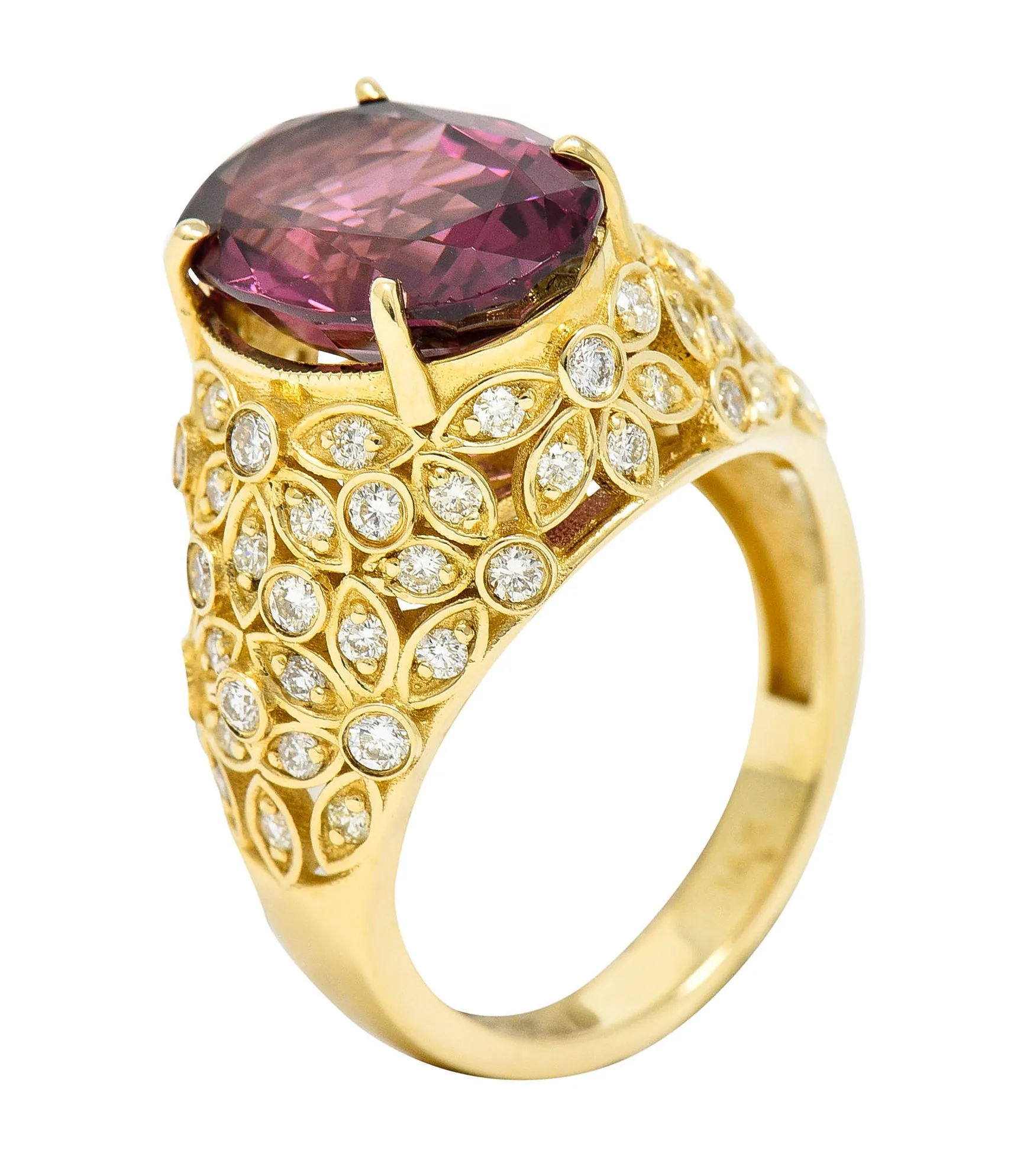 Contemporary 7.51 CTW Spinel Diamond 14 Karat Gold Gemstone Ring