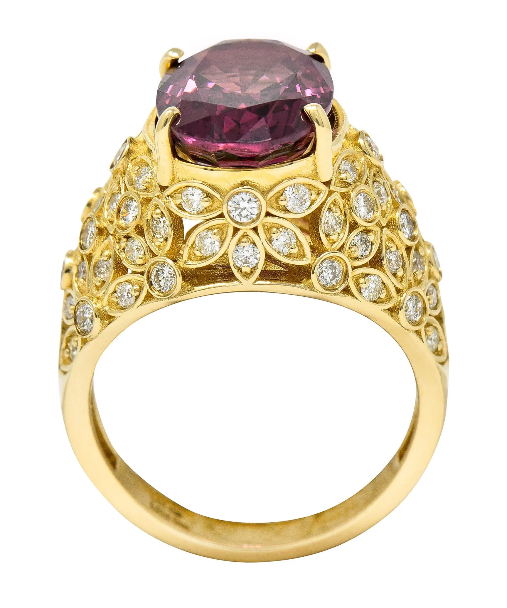 Contemporary 7.51 CTW Spinel Diamond 14 Karat Gold Gemstone Ring