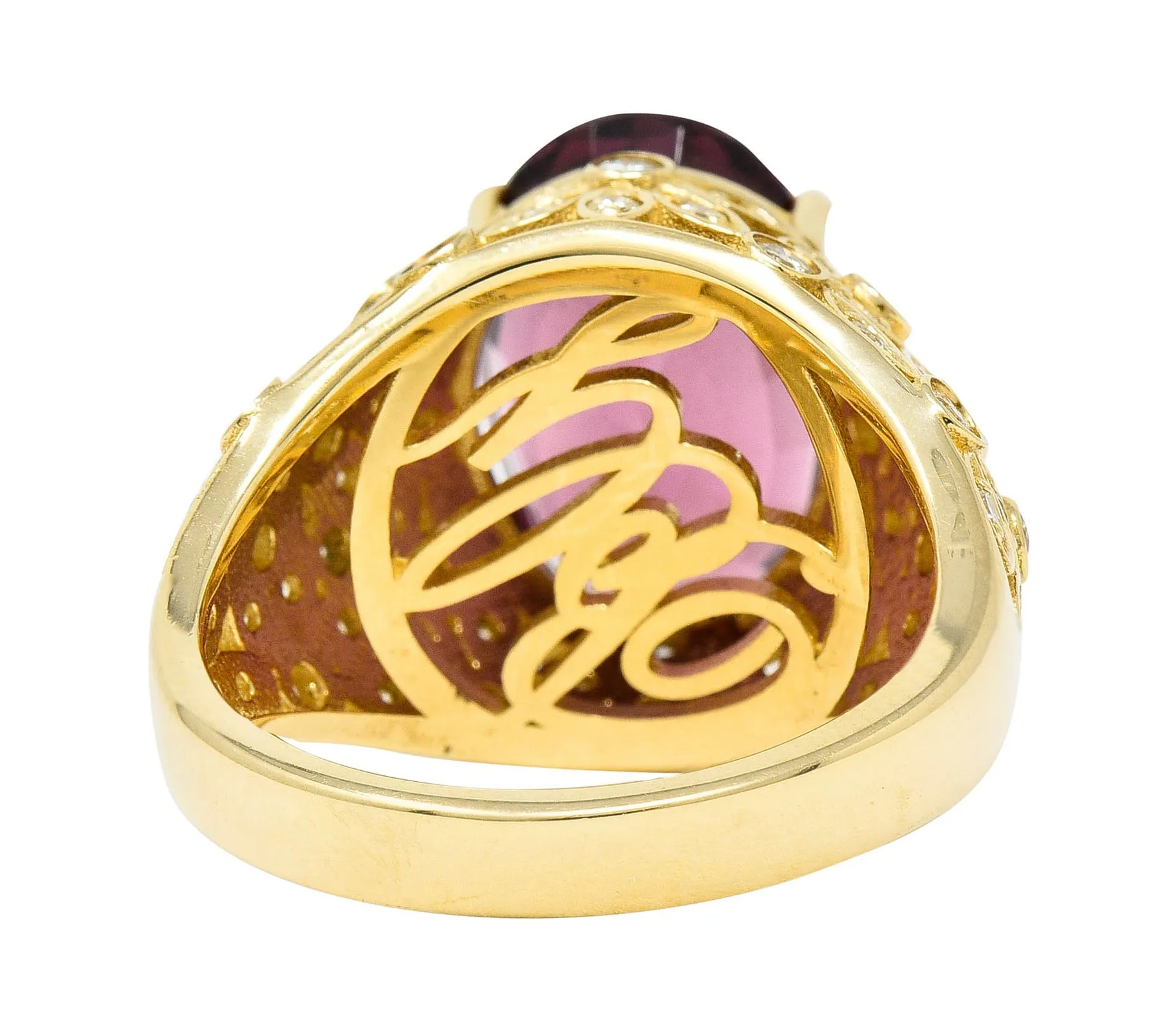 Contemporary 7.51 CTW Spinel Diamond 14 Karat Gold Gemstone Ring