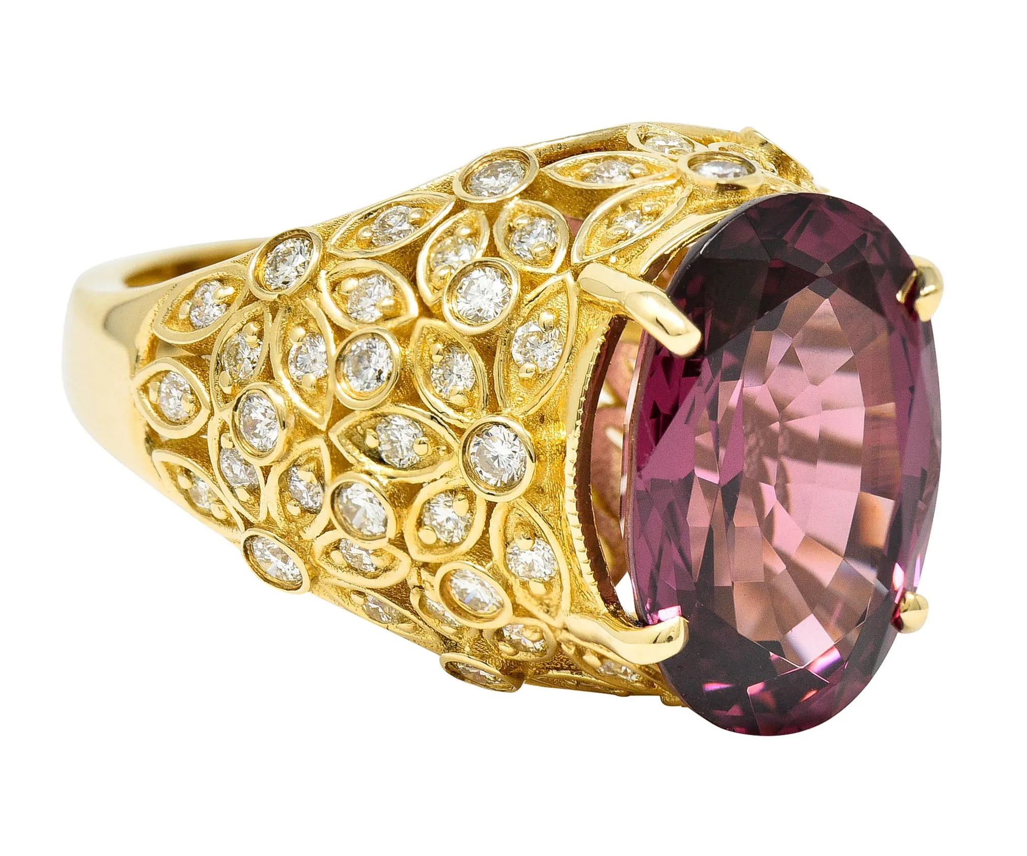 Contemporary 7.51 CTW Spinel Diamond 14 Karat Gold Gemstone Ring