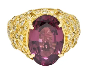 Contemporary 7.51 CTW Spinel Diamond 14 Karat Gold Gemstone Ring