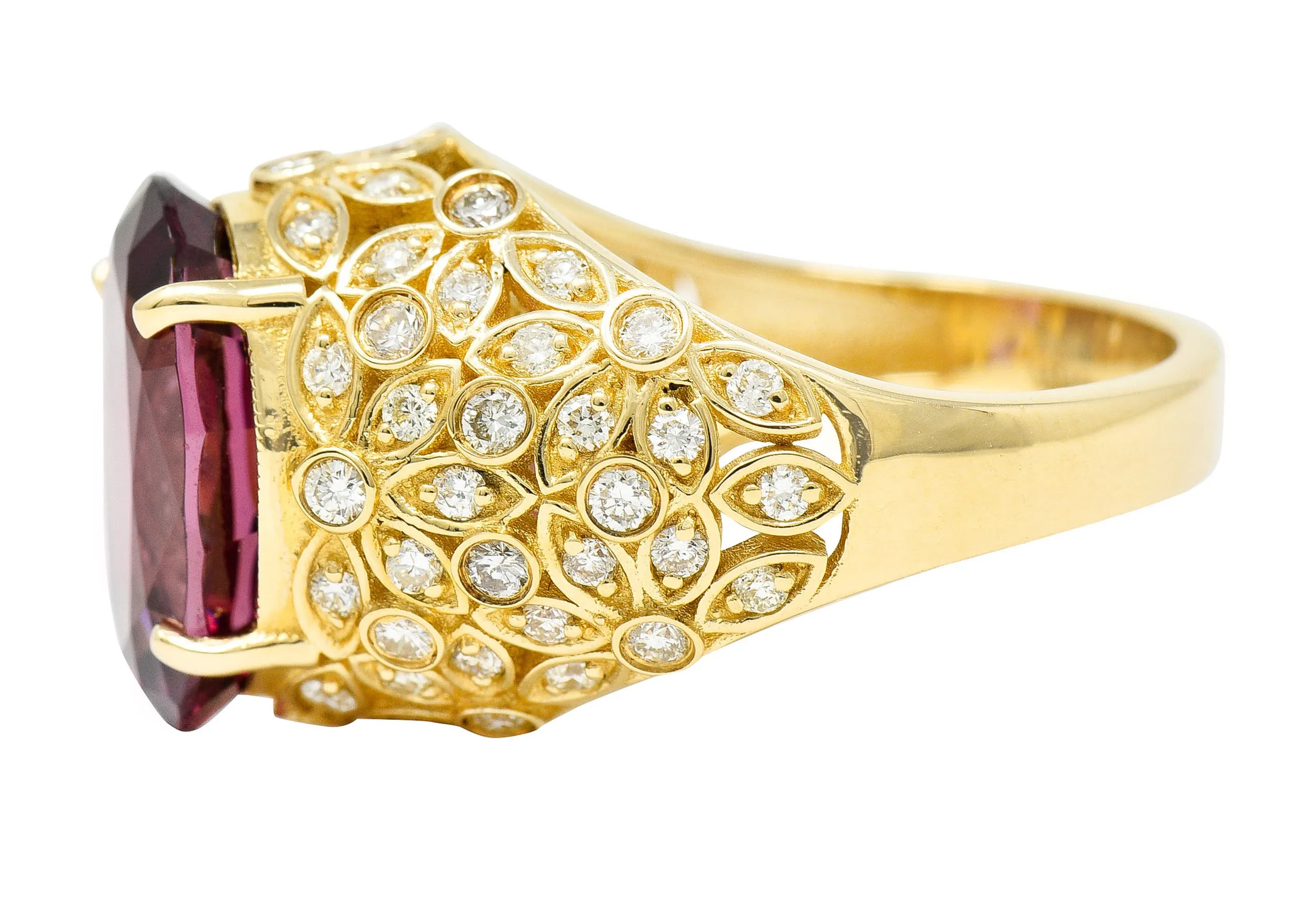 Contemporary 7.51 CTW Spinel Diamond 14 Karat Gold Gemstone Ring