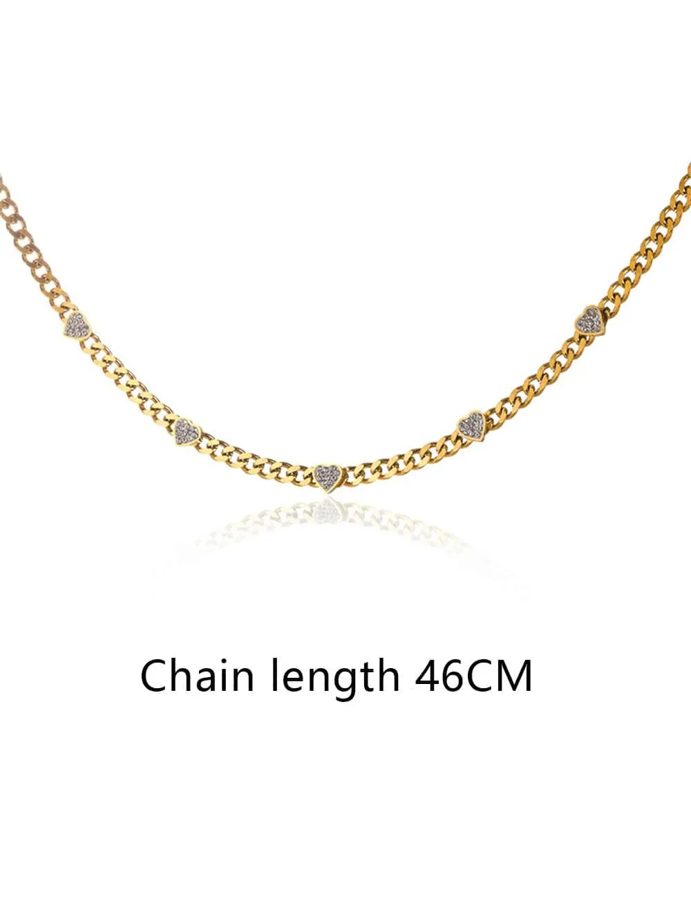 Cool Heart & Rhinestone chain Necklace
