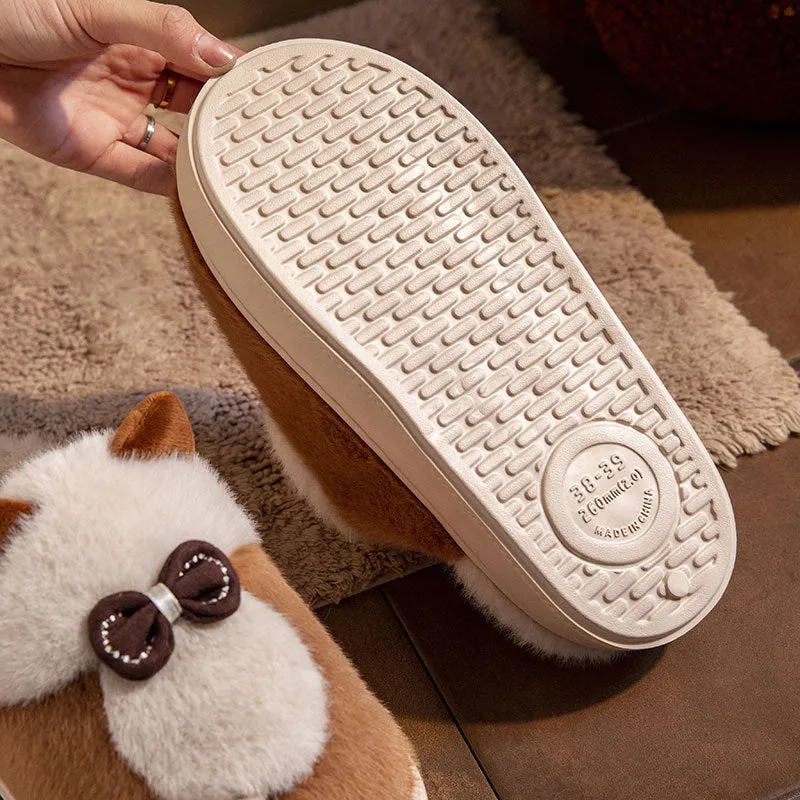 Cute Cat Slippers Fluffy Furry Women Home Platform Slippers
