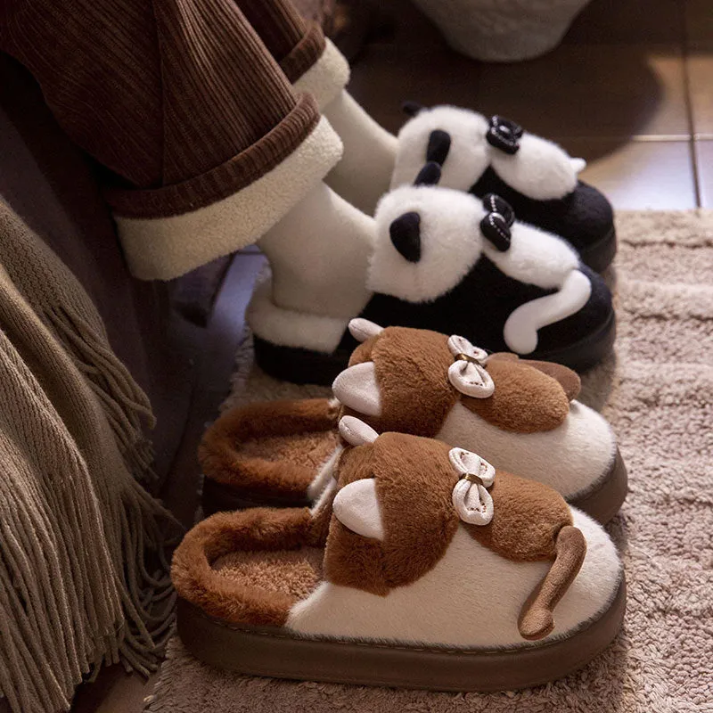 Cute Cat Slippers Fluffy Furry Women Home Platform Slippers