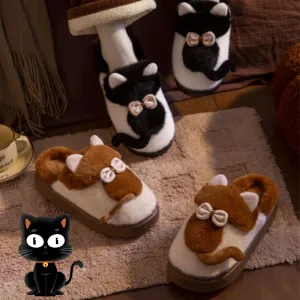 Cute Cat Slippers Fluffy Furry Women Home Platform Slippers