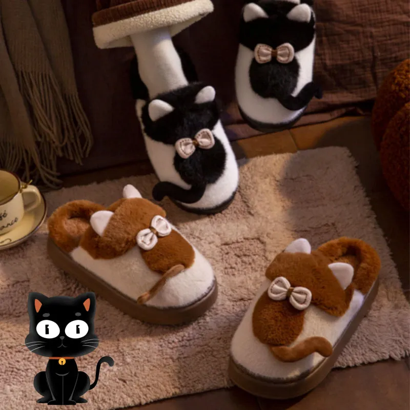Cute Cat Slippers Fluffy Furry Women Home Platform Slippers