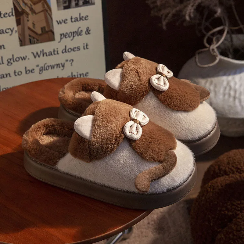 Cute Cat Slippers Fluffy Furry Women Home Platform Slippers