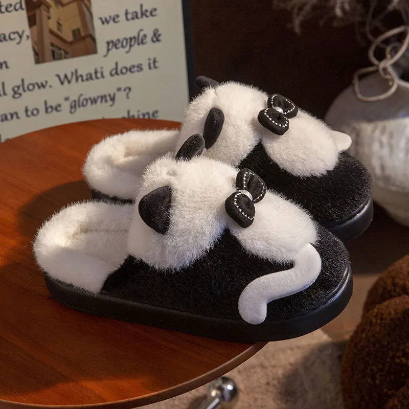 Cute Cat Slippers Fluffy Furry Women Home Platform Slippers
