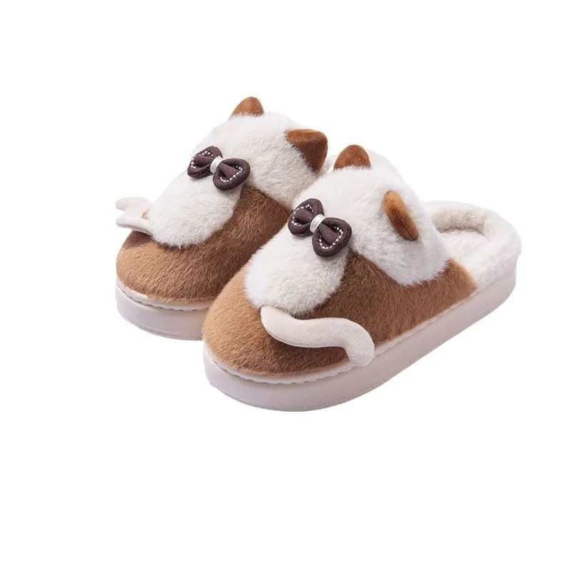 Cute Cat Slippers Fluffy Furry Women Home Platform Slippers