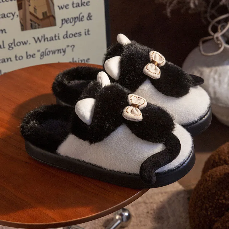 Cute Cat Slippers Fluffy Furry Women Home Platform Slippers