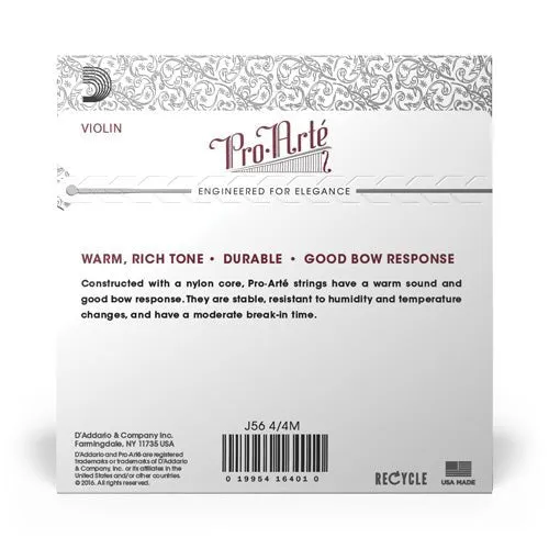 D'Addario J56 Pro-Arte 4/4 Violin Strings - Medium Tension