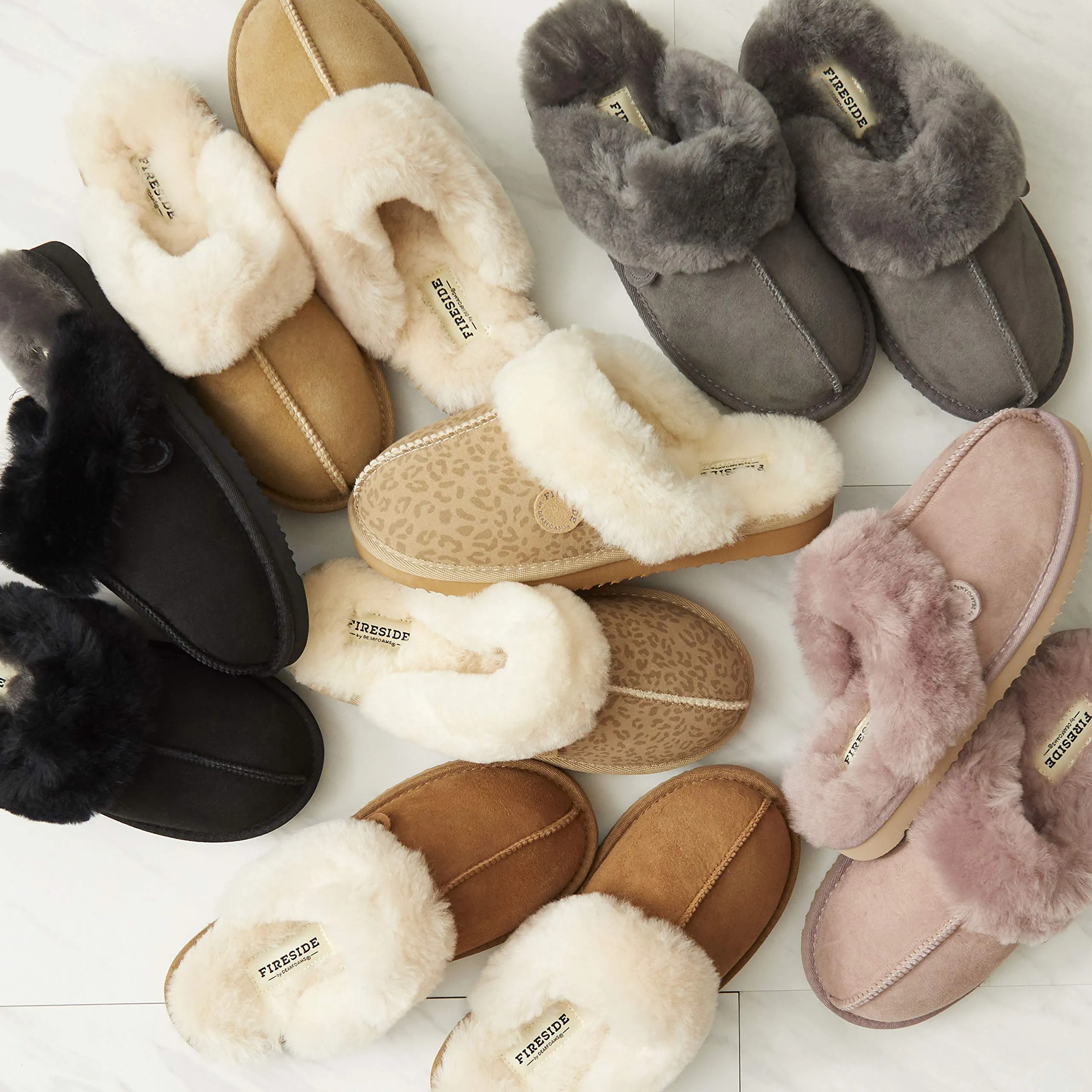 Dearfoams Womens Fireside Sydney Shearling Fur Indoor/Outdoor Scuff With Wide Widths Slipper, Black, 9 Wide US