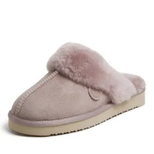 Dearfoams Womens Fireside Sydney Shearling Fur Indoor/Outdoor Scuff With Wide Widths Slipper, Dusty Pink, 9 US