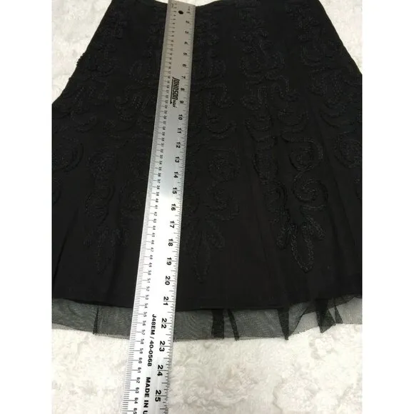 Debra C Beverly Hills Women's Size 6 Black Jacquard A-Line Skirt Stretch Lined