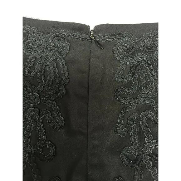Debra C Beverly Hills Women's Size 6 Black Jacquard A-Line Skirt Stretch Lined