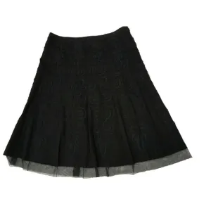 Debra C Beverly Hills Women's Size 6 Black Jacquard A-Line Skirt Stretch Lined