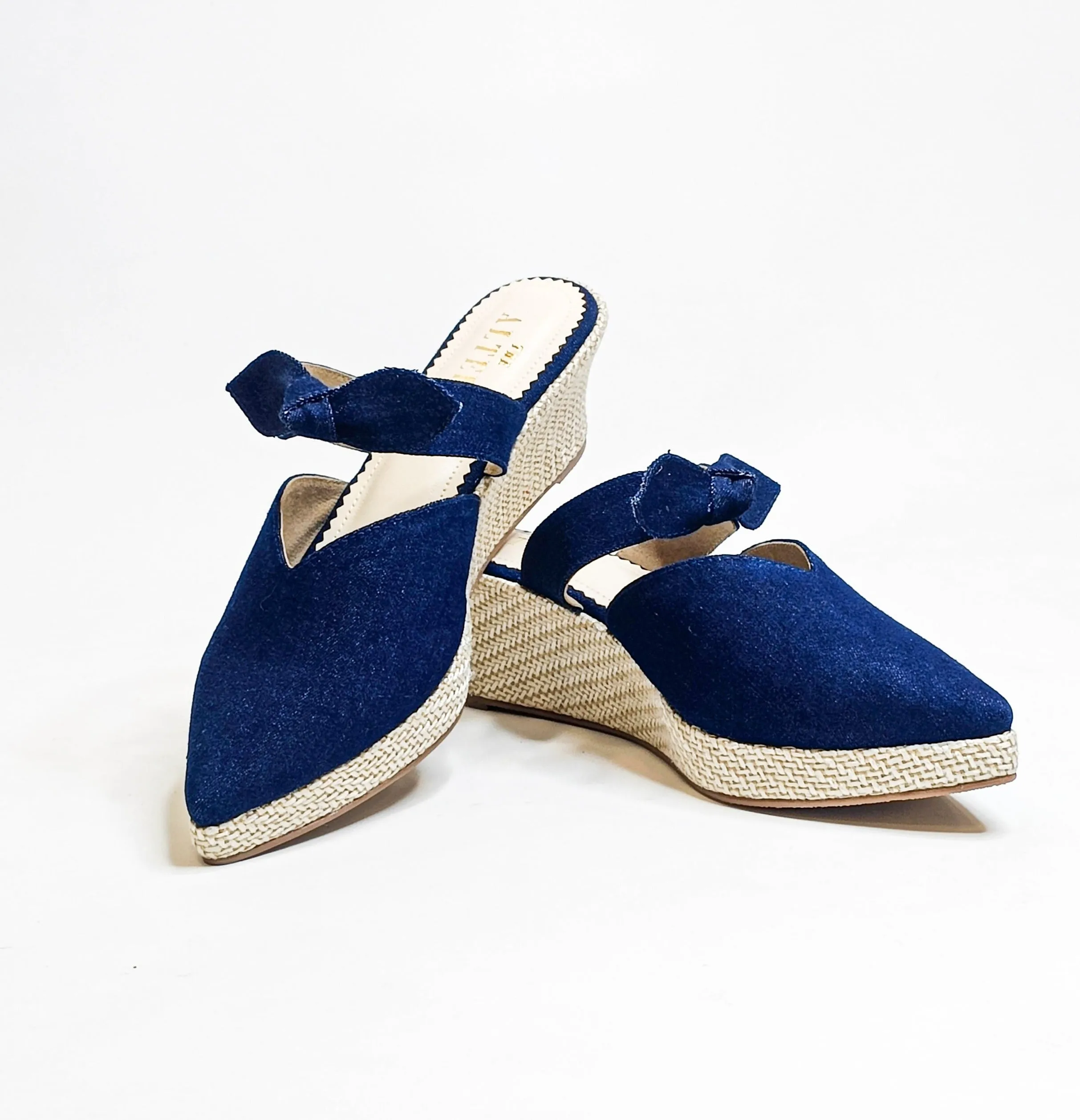 Denim Bow Wedges