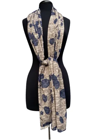Denim Tulip B Long And Wide Sheer Shawl Stole Wrap Cover